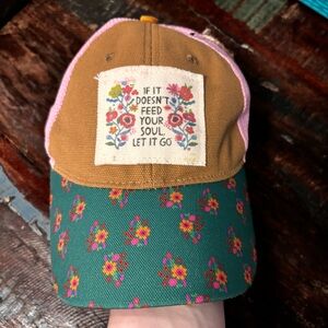 Floral Patchwork Cap with Inspirational Quote women’s